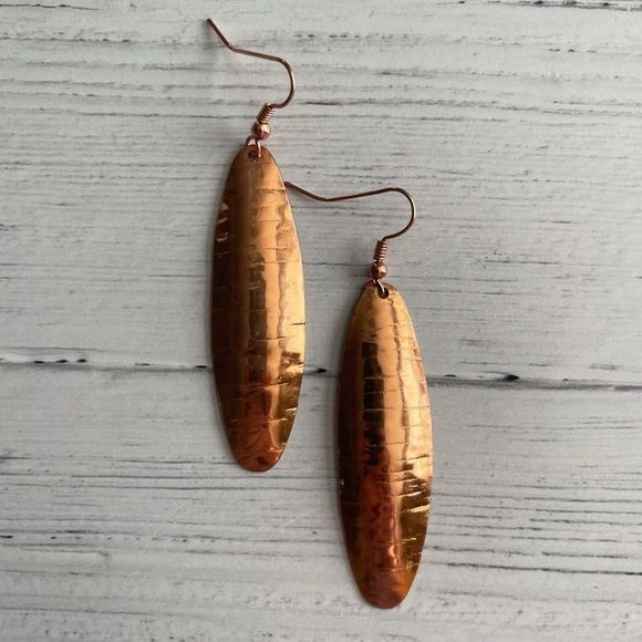 HANDMADE Copper Oval Earrings - Picture 2 of 4